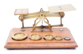 SET OF VICTORIAN OAK & BRASS POSTAL MINIATURE SCALES