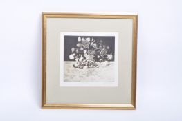 JENNIFER CAPLAN - LATE 20TH CENTURY BLACK AND WHITE STILL LIFE ETCHING