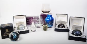 COLLECTION OF LATE 20TH CENTURY CAITHNESS PAPERWEIGHTS AND VASES