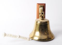 LATE 20TH CENTURY VINTAGE BRASS BELL COMPLETE WITH ROPE PULL