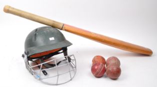 CRICKET INTEREST - SIGNED CRICKET BAT W/ BALLS & HELMET
