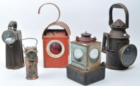 COLLECTION OF VINTAGE 20TH CENTURY TIN METAL TAVEL LAMPS