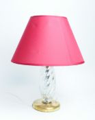 ITALIAN 1960S MURANO GLASS AND BRASS BASE RED SHADE TABLE LAMP