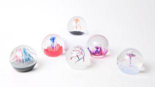 CAITHNESS - SIX VINTAGE GLASS PAPERWEIGHTS