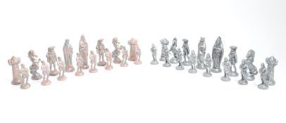20TH CENTURY CAST METAL FULL CHESS SET