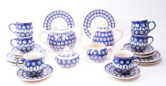 20TH CENTURY BOLESLAWIEC POLISH CERAMIC POTTERY TEA SERVICE