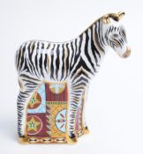 ROYAL CROWN DERBY - MODERN 21ST CENTURY PORCELAIN ZEBRA PAPERWEIGHT