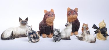 COLLECTION OF 20TH CENTURY PORCELAIN AND POTTERY CAT FIGURINES