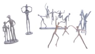 COLLECTION OF FIVE CONTEMPORARY SPELTER ORNAMENTAL SCULPTURES
