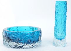 WHITEFRIARS MANNER - TWO BARK STYLE GLASS VASE / BOWL