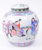 19TH CENTURY CHINESE PORCELAIN FAMILLE ROSE LIDDED GINGER JAR