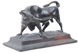 20TH CENTURY BRONZE BULL SCULPTURE