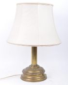 EARLY 20TH CENTURY EDWARDIAN BRASS COLUMN LAMP BASE WITH SHADE