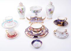 COLLECTION OF 20TH CENTURY PORCELAIN TEA CUPS, SAUCERS, VASES AND MORE
