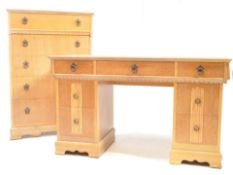 POST WAR ART DECO LIMED OAK HEALS MANNER CHEST OF DRAWERS & DRESSING TABLE