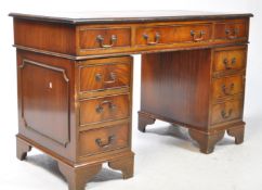 GEORGE III REVIVAL MAHOGANY & LEATHER TWIN PEDESTAL OFFICE DESK
