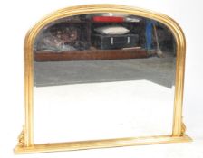 19TH CENTURY REVIVAL GILT FRAMED DOME TOP OVERMANTEL WALL MIRROR