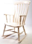 VICTORIAN 19TH CENTURY BEECH & ELM WOOD WINDSOR ROCKING CHAIR