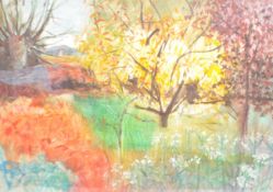 JUDY WILLOUGHBY (B. 1949) - 1992 MIXED MEDIA COUNTRYSIDE LANDSCAPE