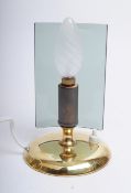 SMALL ITALIAN 1950S MID CENTURY TABLE LAMP WITH SQUARE GLASS SHADE