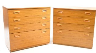 BRITISH MODERN DESIGN - FAUX TEAK WOOD SCHREIBER PAIR OF CHESTS