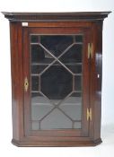 19TH CENTURY GEORGE III MAHOGANY CORNER WALL CABINET