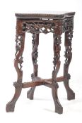 19TH CENTURY ANGLO COLONIAL HARDWOOD CARVED PEDESTAL SIDE LAMP TABLE