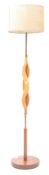 VINTAGE 20TH CENTURY TEAK & BRASS ABSTRACT FLOOR STANDARD LAMP
