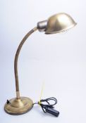 ITALIAN MID CENTURY 1950S INDUSTRIAL RETRO BRASS GOOSENECK DESK LAMP