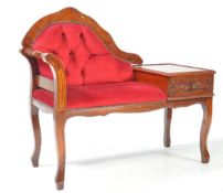 ITALIAN ROCOCO REVIVAL MAHOGANY TELEPHONE HALL TABLE SETTLE