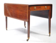 VICTORIAN 19TH CENTURY MAHOGANY INLAID DROP LEAF DINING TABLE