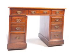 VICTORIAN 19TH CENTURY MAHOGANY & LEATHER TWIN PEDESTAL DESK