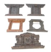 FIVE HEAVILY CARVED ANGLO COLONIAL WALL HANGING PICTURE FRAMES