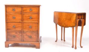 GEORGE III REVIVAL FAUX FRONT CHEST OF DRAWERS CABINET & SUTHERLAND TABLE