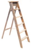 1950S VINTAGE OAK FOLDING A - FRAME STEP LADDER