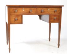 EDWARDIAN MAHOGANY INLAID KNEE HOLE WRITING TABLE