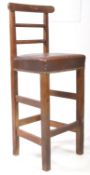 RIGBY & EVENS WINE MERCHANT - 20TH CENTURY OAK & LEATHER BAR STOOL
