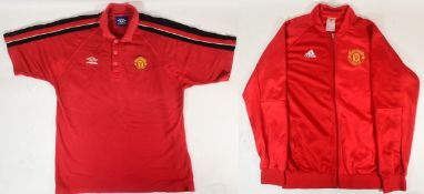 MANCHESTER UNITED - 2016-17 ADIDAS TRACKSUIT TOP & VINTAGE POLO SHIRT