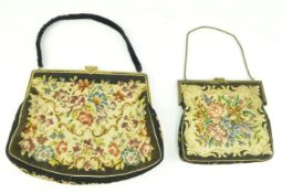 TWO EARLY 20TH CENTURY BERLIN WOOLWORK LADIES PURSES & HANDBAGS