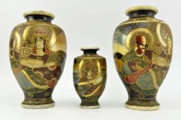 THREE 20TH CENTURY JAPANESE SATSUMA WARE VASES