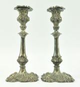 PAIR OF 19TH CENTURY VICTORIAN SILVER PLATED CANDLESTICKS