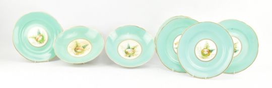 VICTORIAN PORCELAIN PART DINNER SERVICE WITH GILT AND TURQUOISE DESIGN