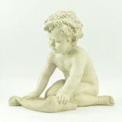 MODERN FAUX MARBLE RESIN FIGURE OF A YOUNG BOY