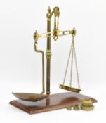 SET OF HIGH VICTORIAN BRASS AND MAHOGANY SHOP SCALES