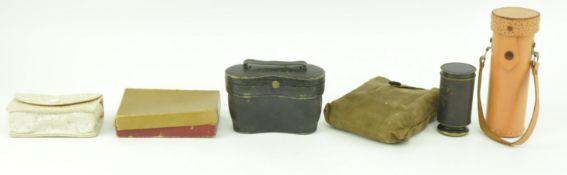 VINTAGE CAMERAS & BINCULARS. COLLECTION OF SIX MID CENTURY CAMERAS / BINOCULARS / EYEPIECES