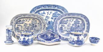 COLLECTION OF 9 ENGLISH BLUE & WHITE CERAMIC WARE