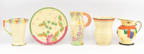 COLLECTION OF 1930S ART DECO DECORATIVE JUGS & A CHARGER