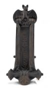 CAST IRON GOTHIC STYLE LETTER BOX DOOR KNOCKER WITH BAT FINIAL