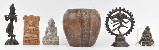 COLLECTION OF SIX 20TH CENTURY INDIAN BRONZE FIGURINES & AMULETS