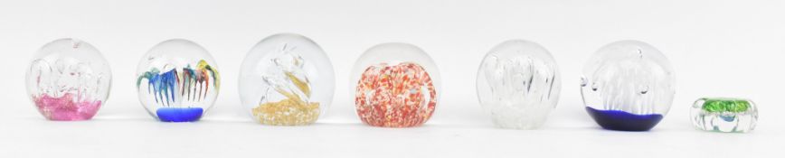 SELECTION OF SEVEN 20TH CENTURY GLASS PAPERWEIGHTS